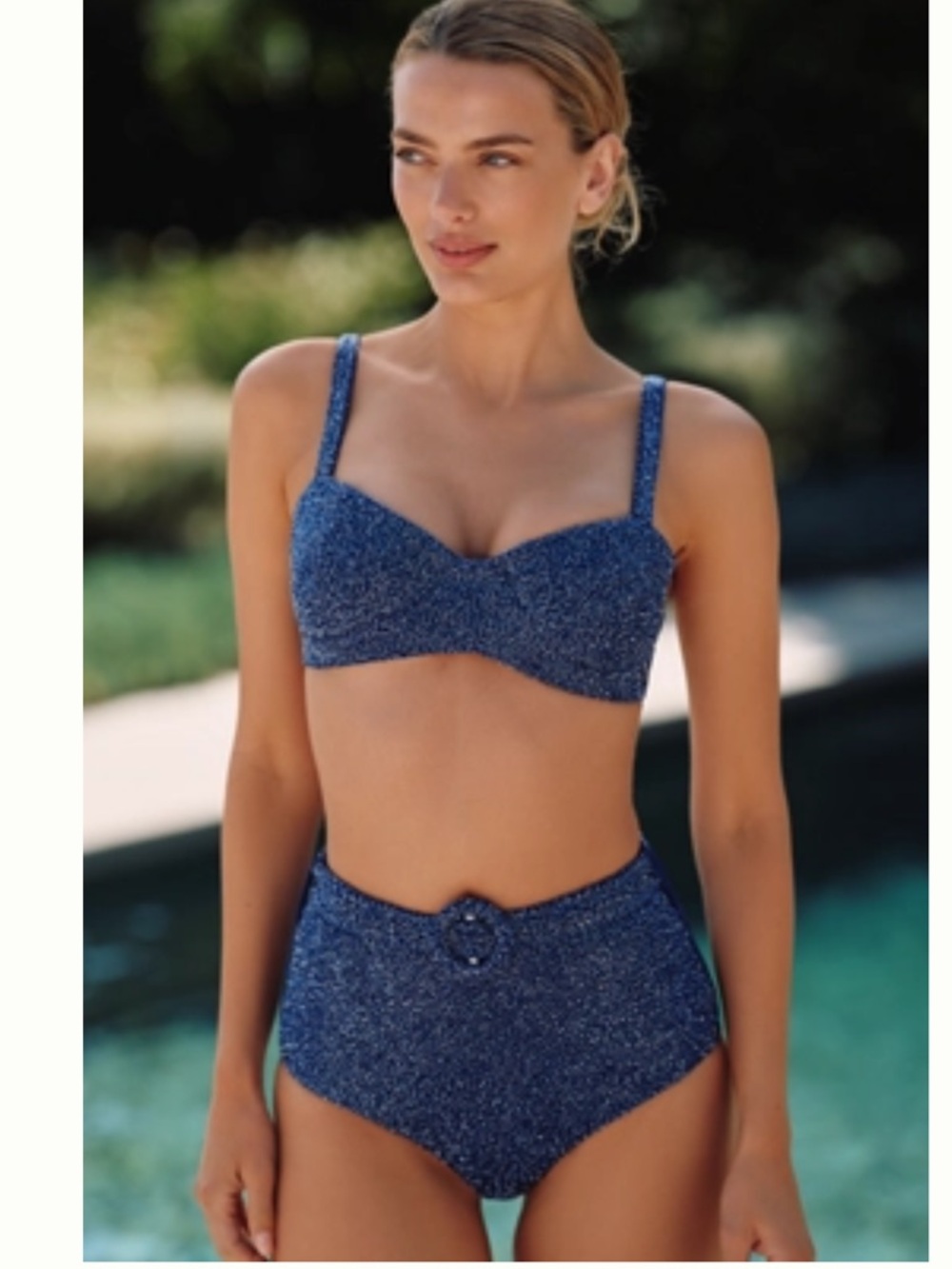 NWT Oceanus Beaded Royal Blue Two-Piece High-Waist Bikini